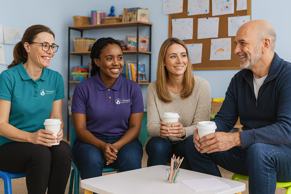 Wigwam nursery staff talking to parents